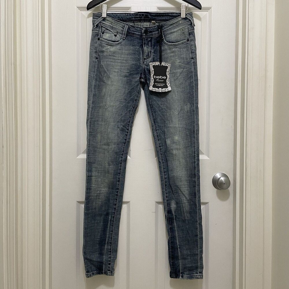 Vintage Bebe Charlotte Skinny Jeans Oasis Low Rise Y2K‎ Distressed NWT Sz 28